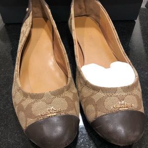 Used Coach 9.5 Brown Chestnut Khaki Flats with Box
